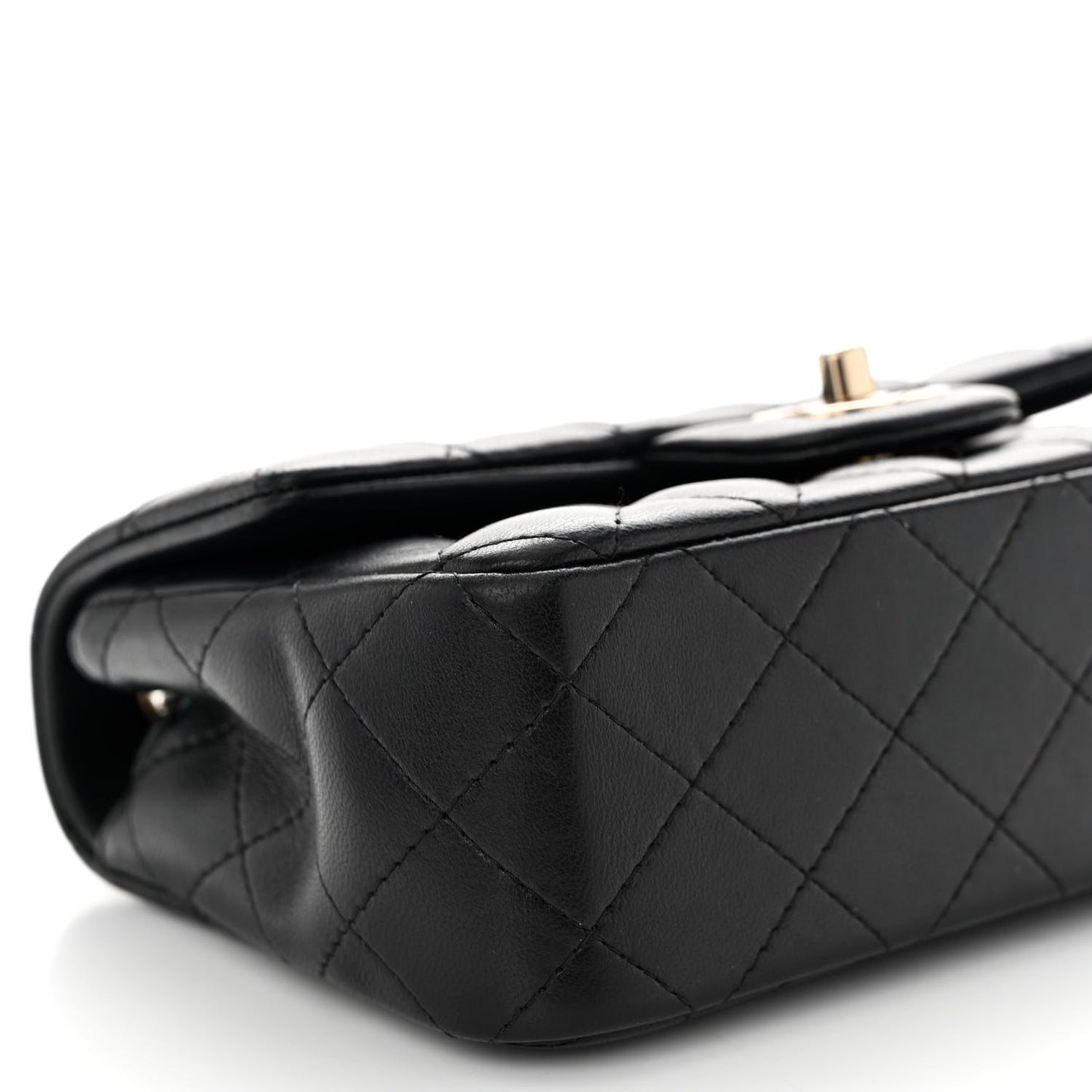 Lambskin Quilted Mini Rectangular Flap Black