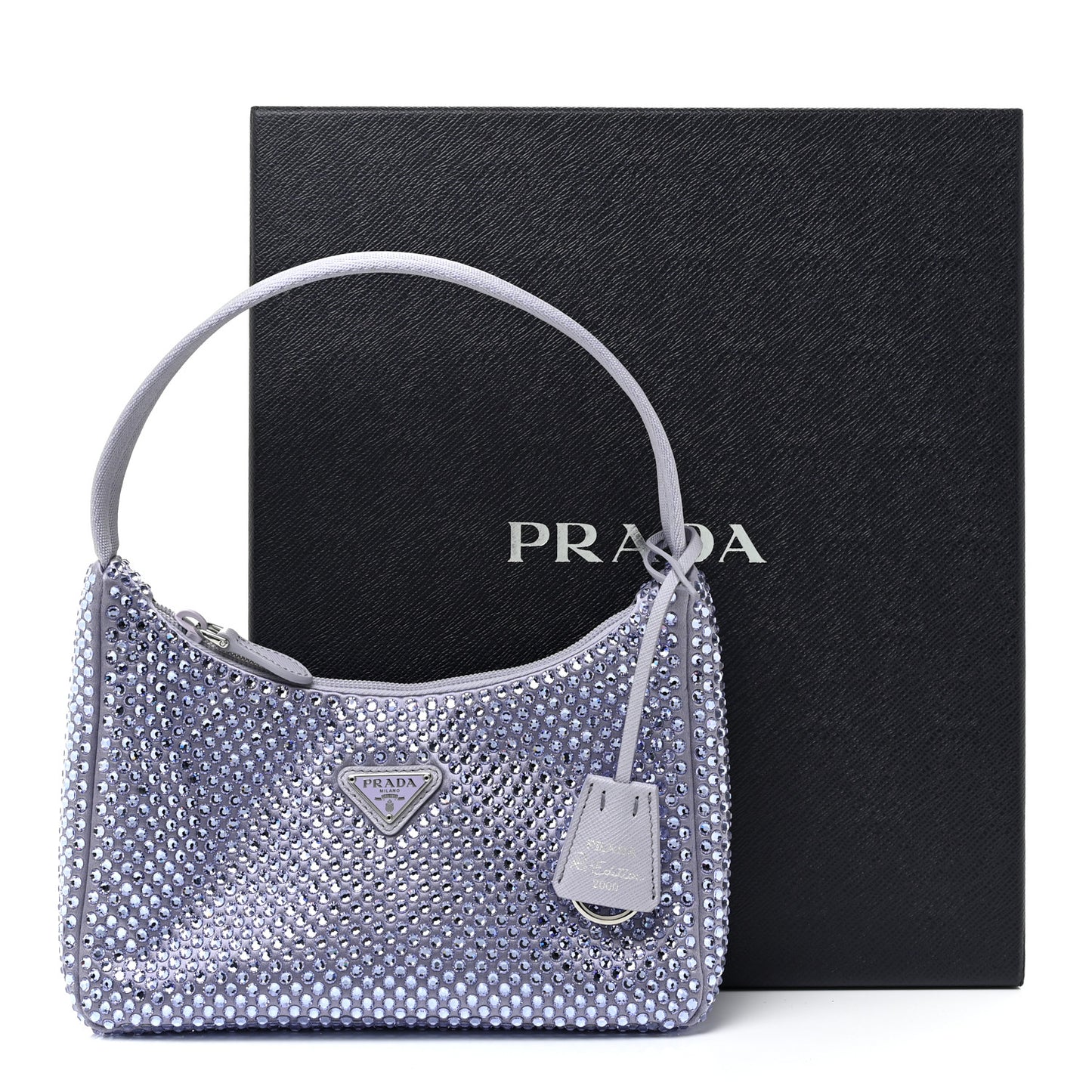 Satin Crystal Mini Re-Edition 2000 Bag Glicine