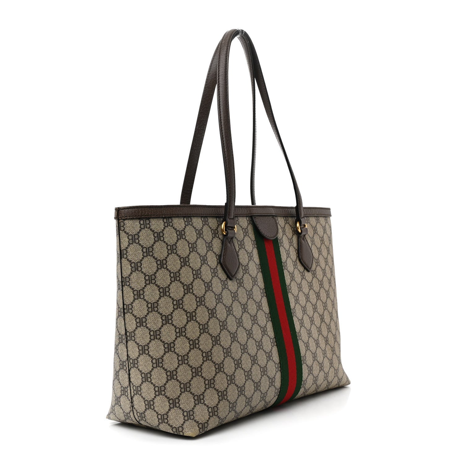 Gucci X BALENCIAGA BB Supreme Monogram Web Graffiti Medium Ophidia Shopping Tote Beige New Acero 6 of 23