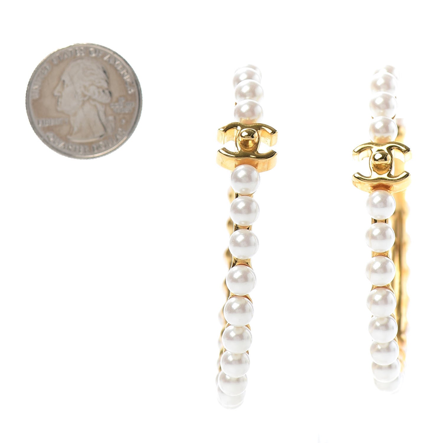 Chanel Pearl CC More Is More Hoop Earrings Gold 2 of 4