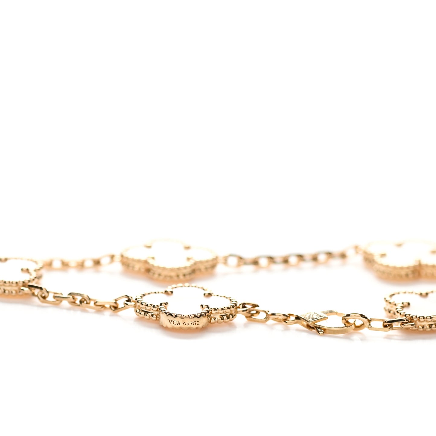18K Yellow Gold Mother of Pearl 5 Motifs Vintage Alhambra Bracelet