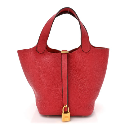 Hermes Taurillon Clemence Picotin Lock 18 PM Rouge Grenat 1 of 10