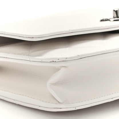 Chanel Shiny Crumpled Calfskin Strass Quilted Top Handle Clutch With Chain White 9 of 11