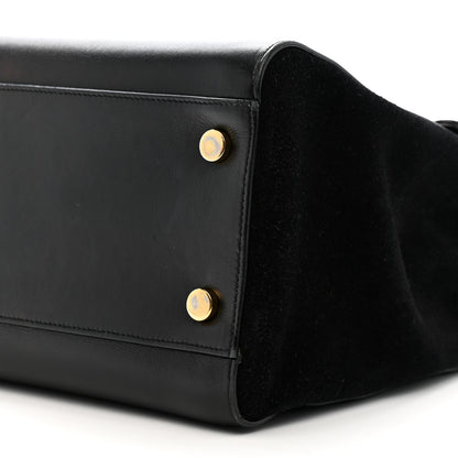 Saint Laurent Calfskin Crocodile Embossed Medium Moujik Top Handle Bag Black 11 of 16