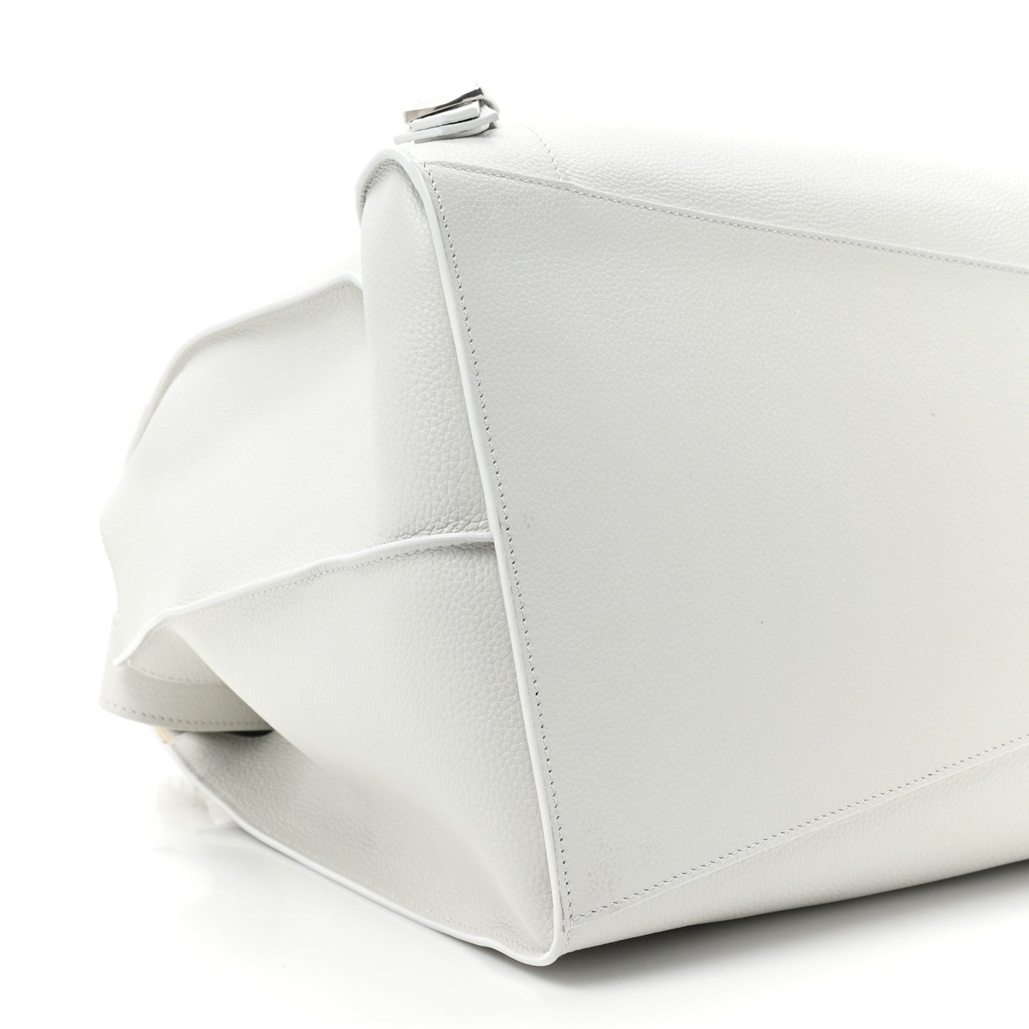 Grained Calfskin Neo Classic Silver Hardware Large Top Handle Bag White