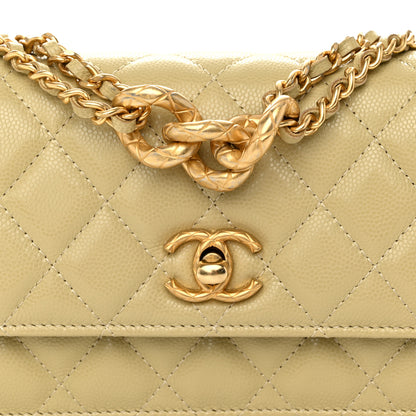 Chanel Caviar Quilted Chain Link Clutch With Chain Light Green 9 of 12