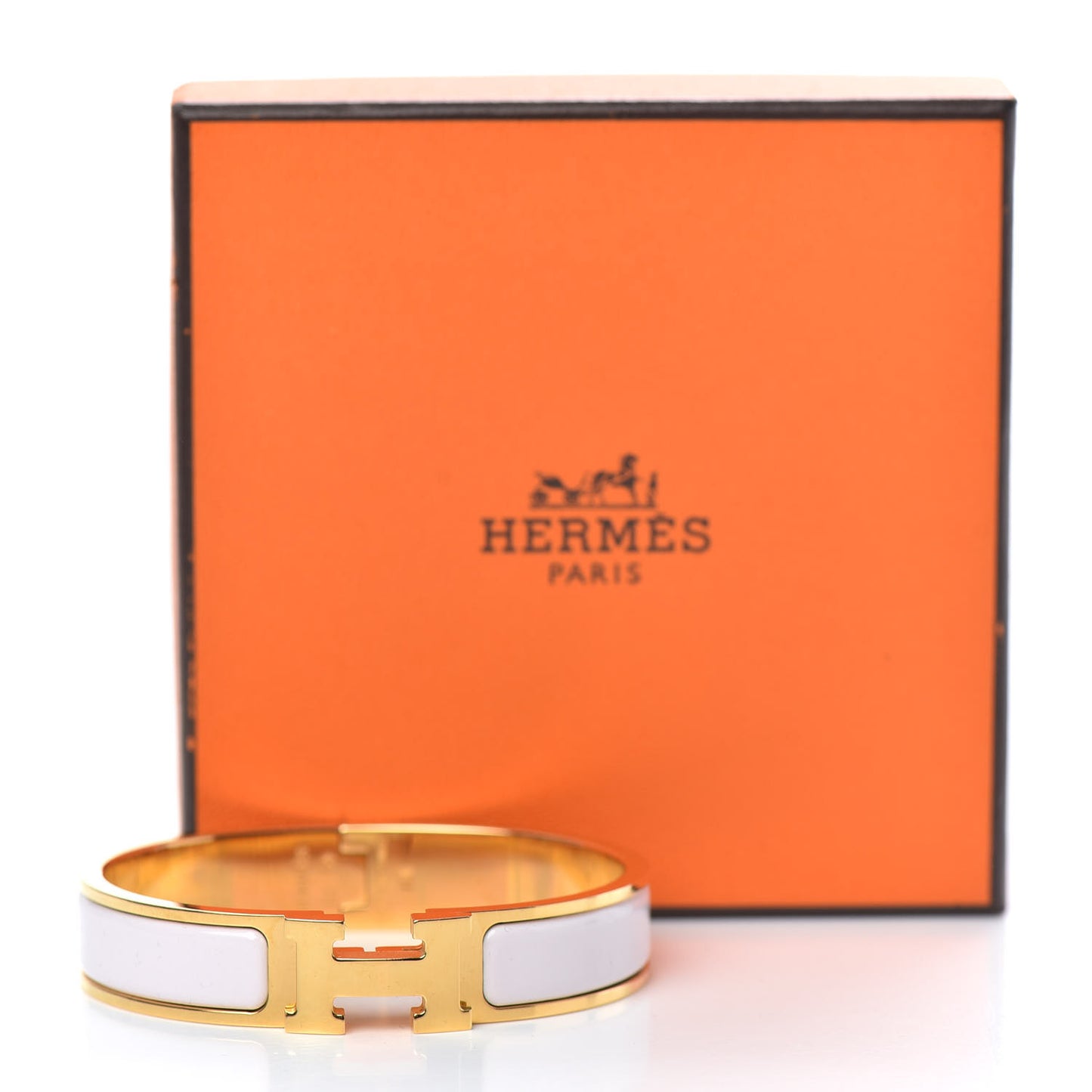 Enamel Narrow Clic Clac H Bracelet PM White