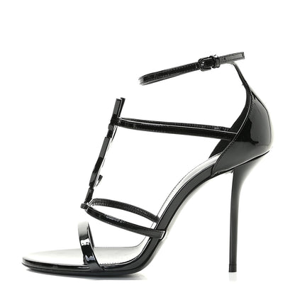 Saint Laurent Patent Cassandra 100 Ankle Strap Sandals 36 Black 1 of 12