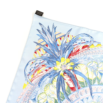 Hermes Silk Danse Pacifique Scarf 90 Bleu Ciel Vert Jaune Vif 5 of 5