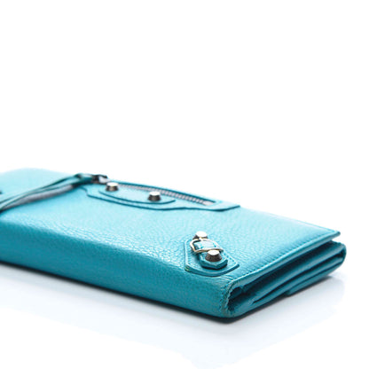 Balenciaga Calfskin Papier Platre Continental Wallet Bleu Paon 6 of 11
