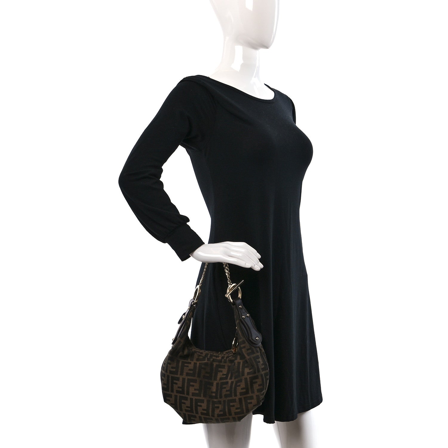 Fendi Zucca Small Chef Chain Hobo Tobacco 2 of 8