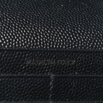 Saint Laurent Grain De Poudre Matelasse Chevron Monogram Chain Wallet Black 7 of 12