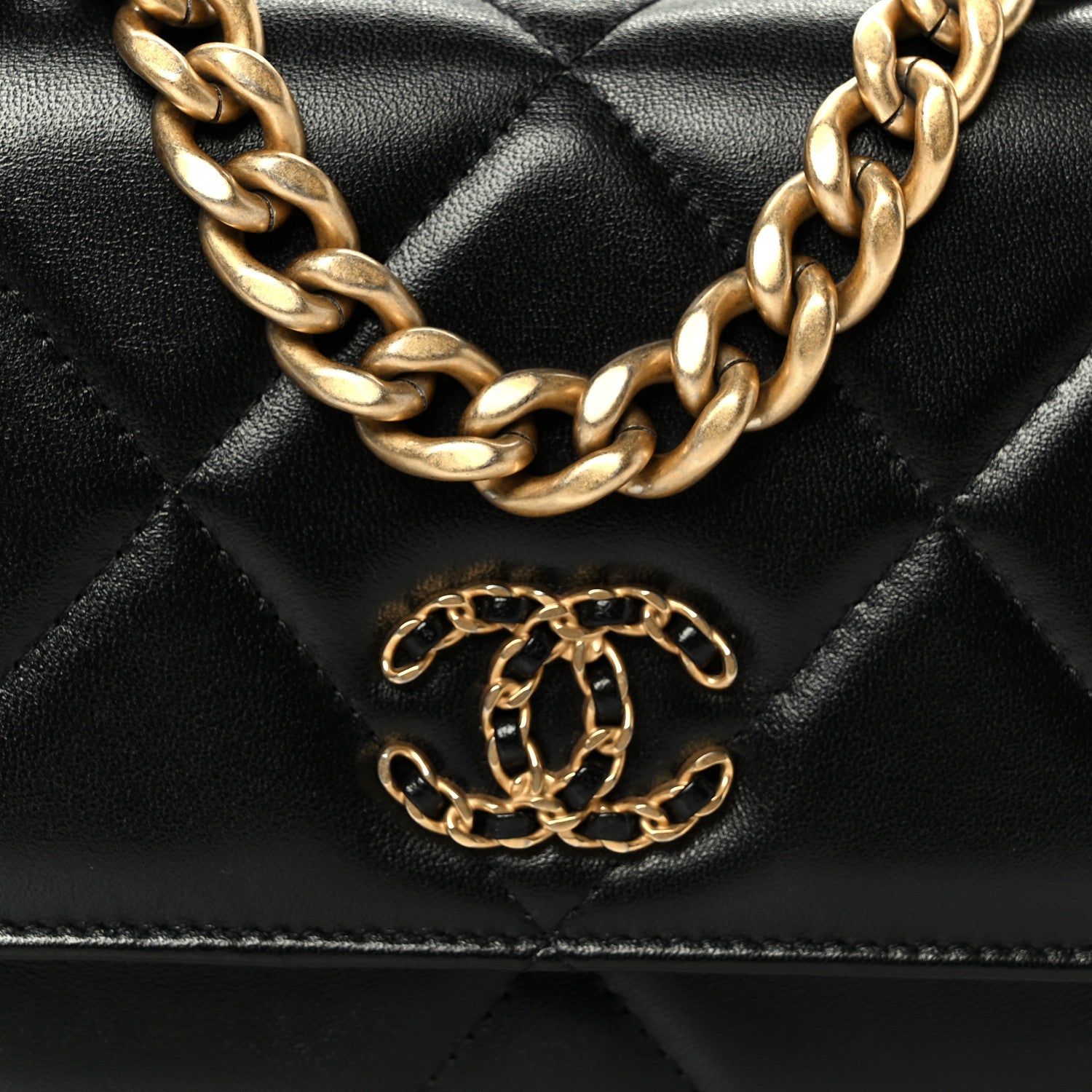 Chanel Lambskin Quilted Chanel 19 Wallet On Chain WOC Black 17 of 23