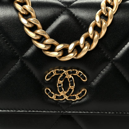 Chanel Lambskin Quilted Chanel 19 Wallet On Chain WOC Black 17 of 23