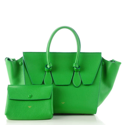 Celine Crisped Calfskin Small Tie Knot Tote Grass Green 3 of 10