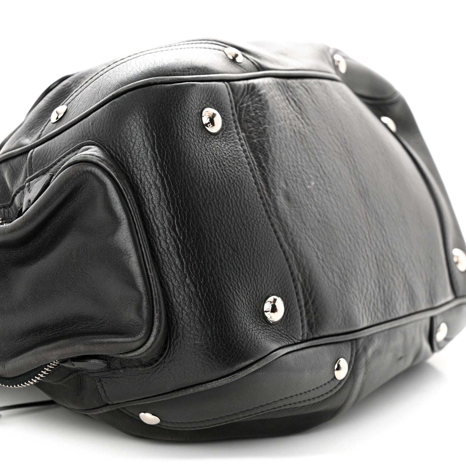 Prada Cervo Antik Easy A Foldover Pushlock Flap Satchel Black 9 of 18