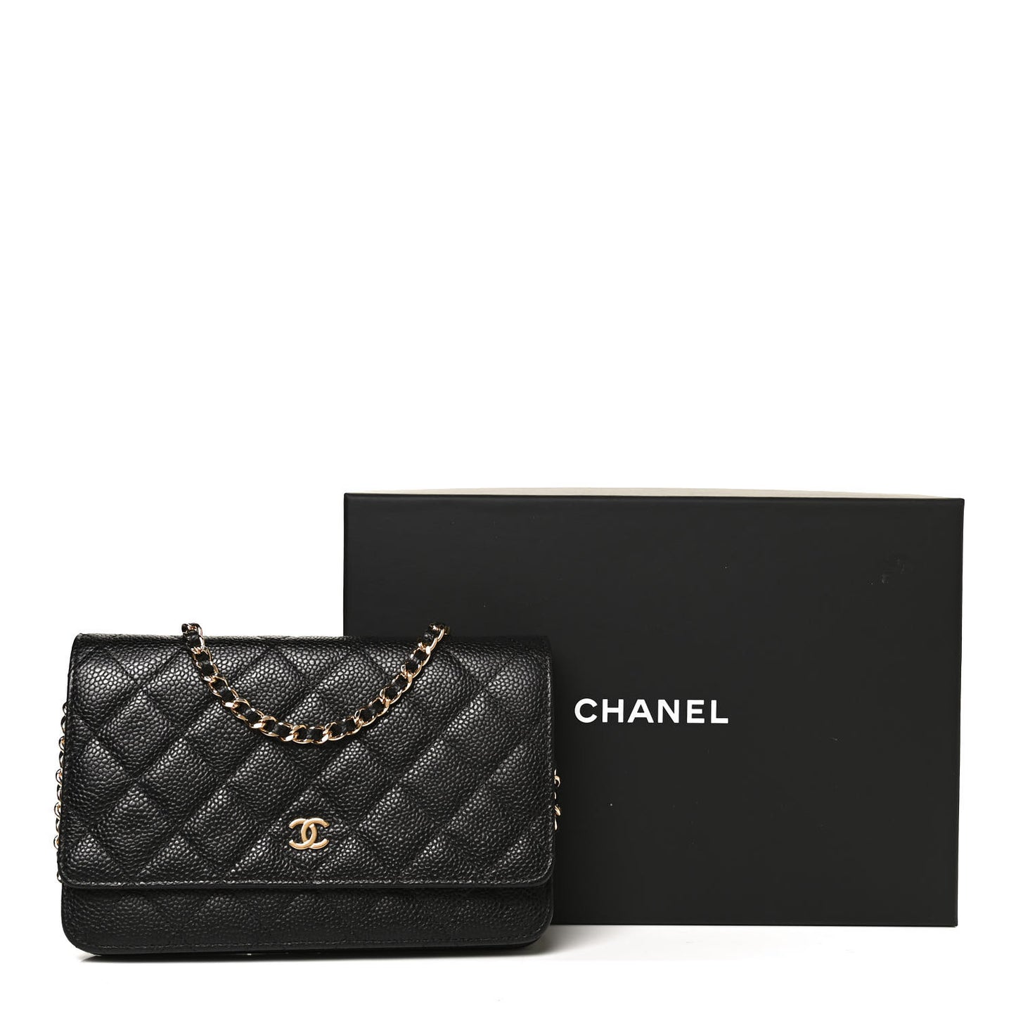 Caviar Quilted Wallet On Chain WOC Black