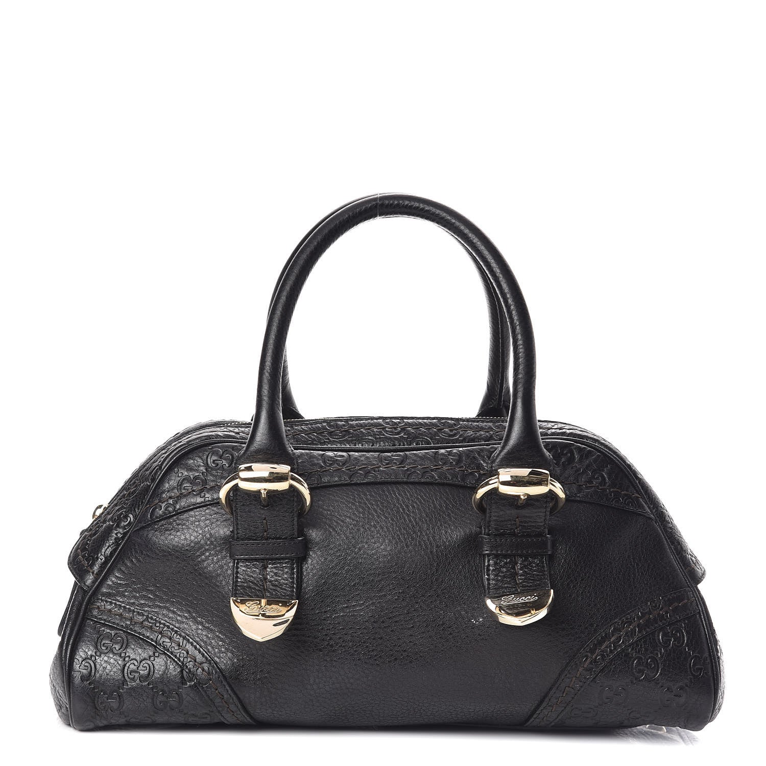 Gucci Calfskin Guccissima Signoria Bowler Bag Black 1 of 11