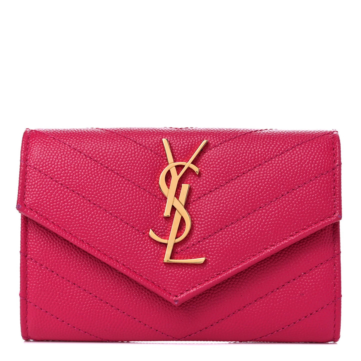 Grain De Poudre Matelasse Chevron Small Monogram Envelope Wallet Bubblegum