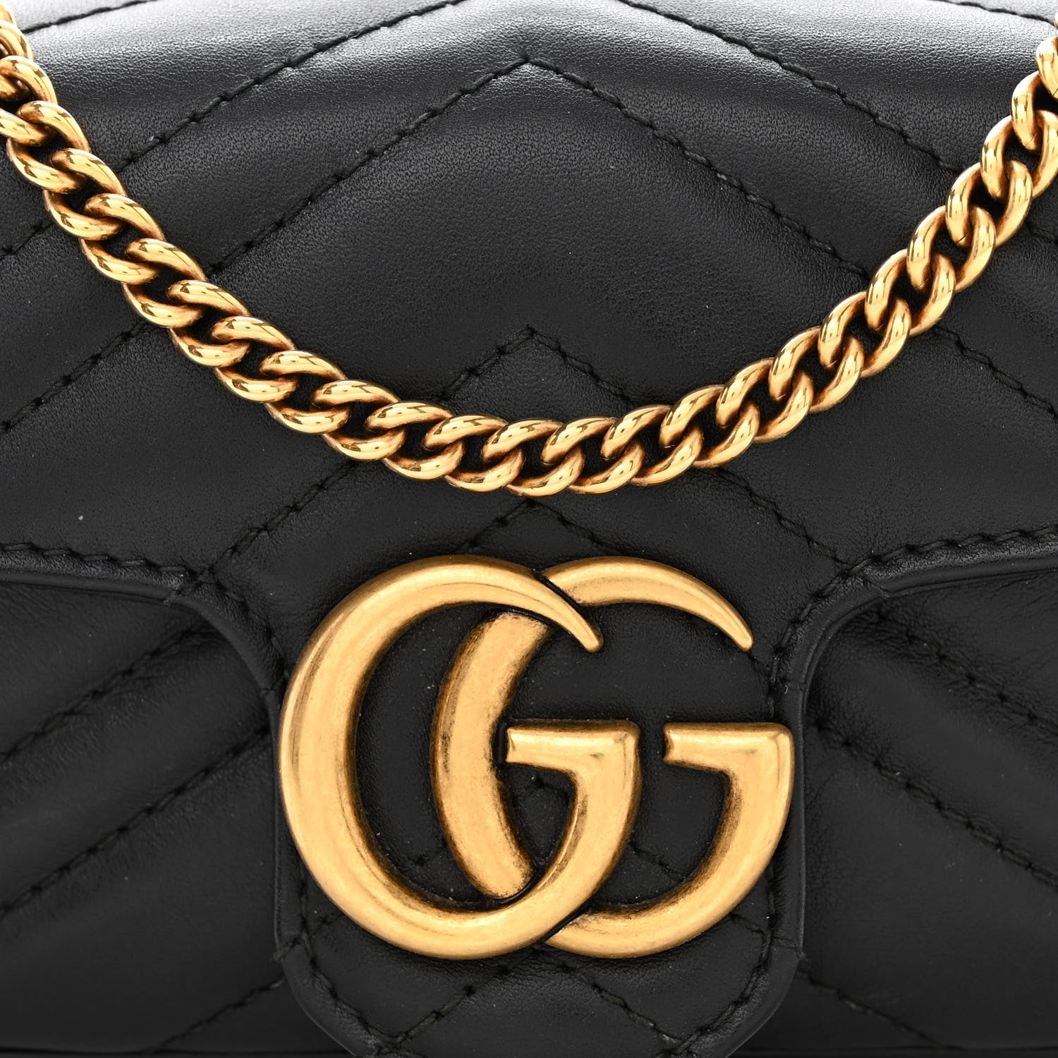 Gucci Calfskin Matelasse Super Mini GG Marmont Shoulder Bag Black 8 of 12