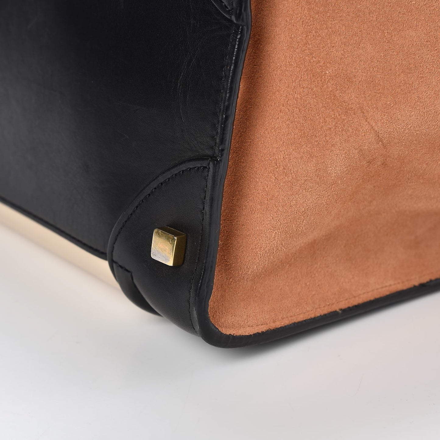 Satin Calfskin Suede Mini Tri-Color Luggage Seashell