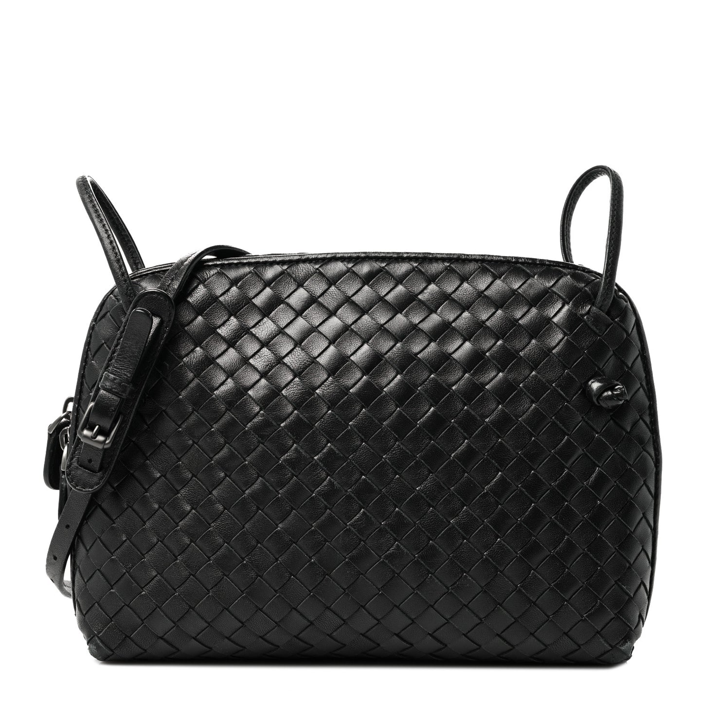 Nappa Intrecciato Nodini Crossbody Messenger Black