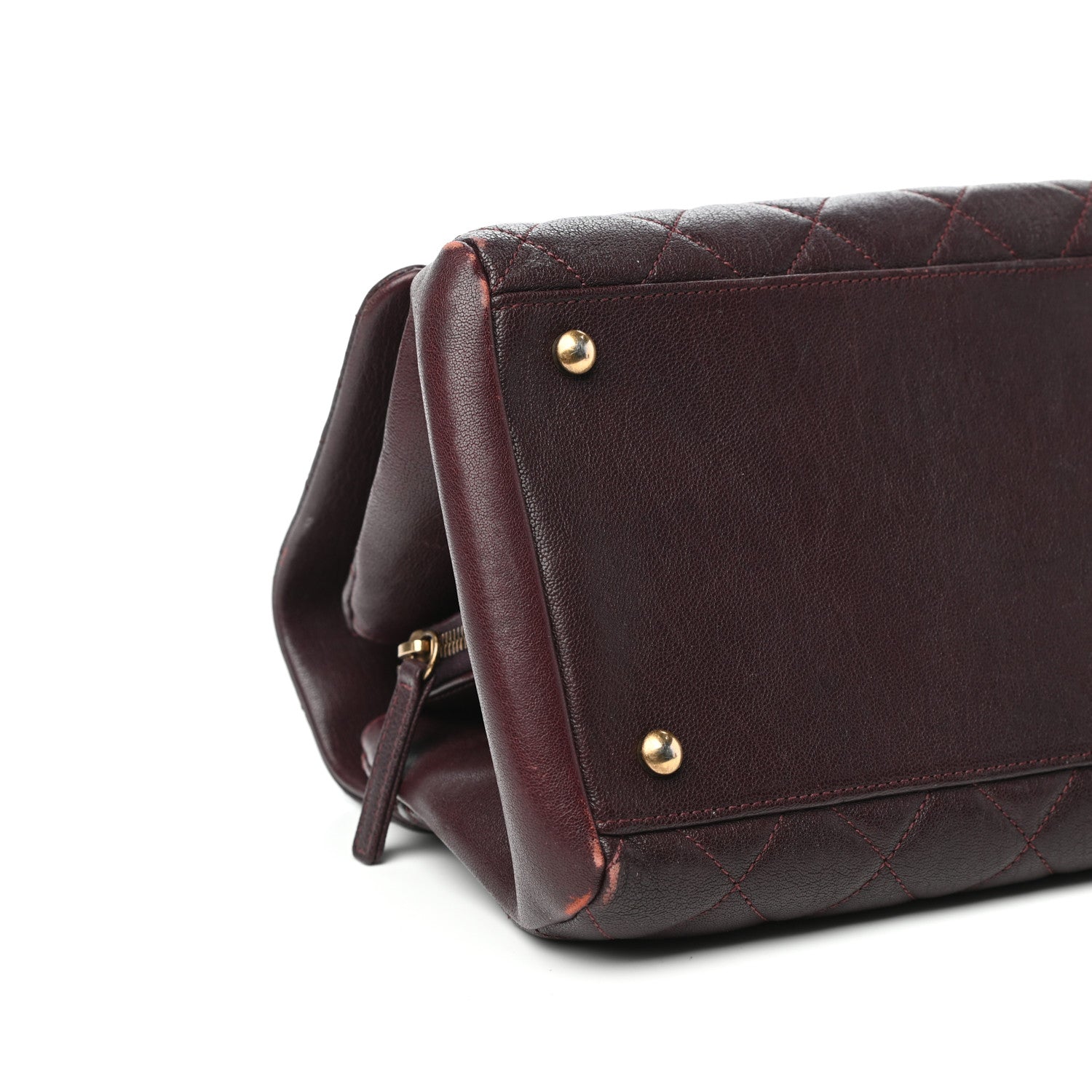 Chanel Shiny Sheepskin Quilted Large Trapezio Flap Dark Burgundy 8 of 10