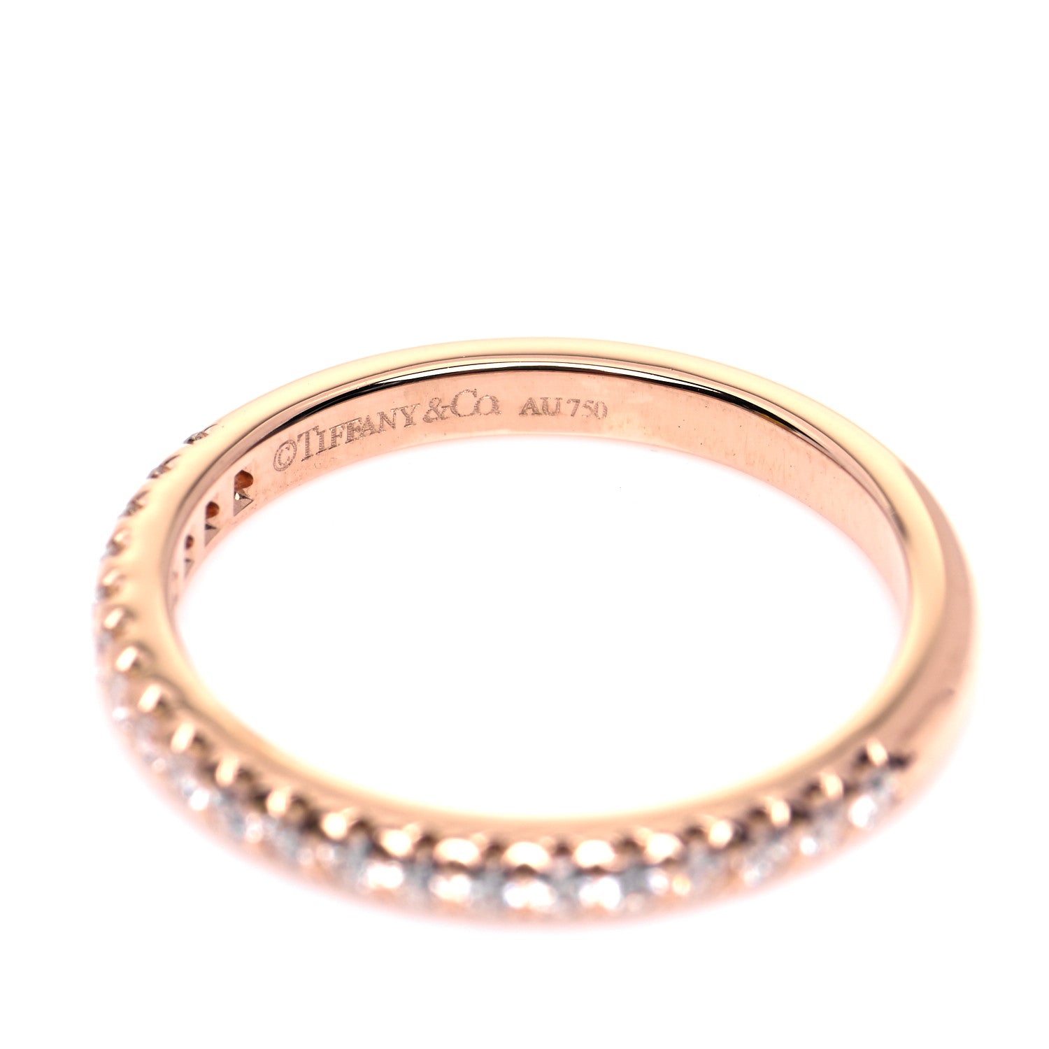 Tiffany 18K Rose Gold Diamond Soleste Half Eternity Band Ring 47 4 4 of 5