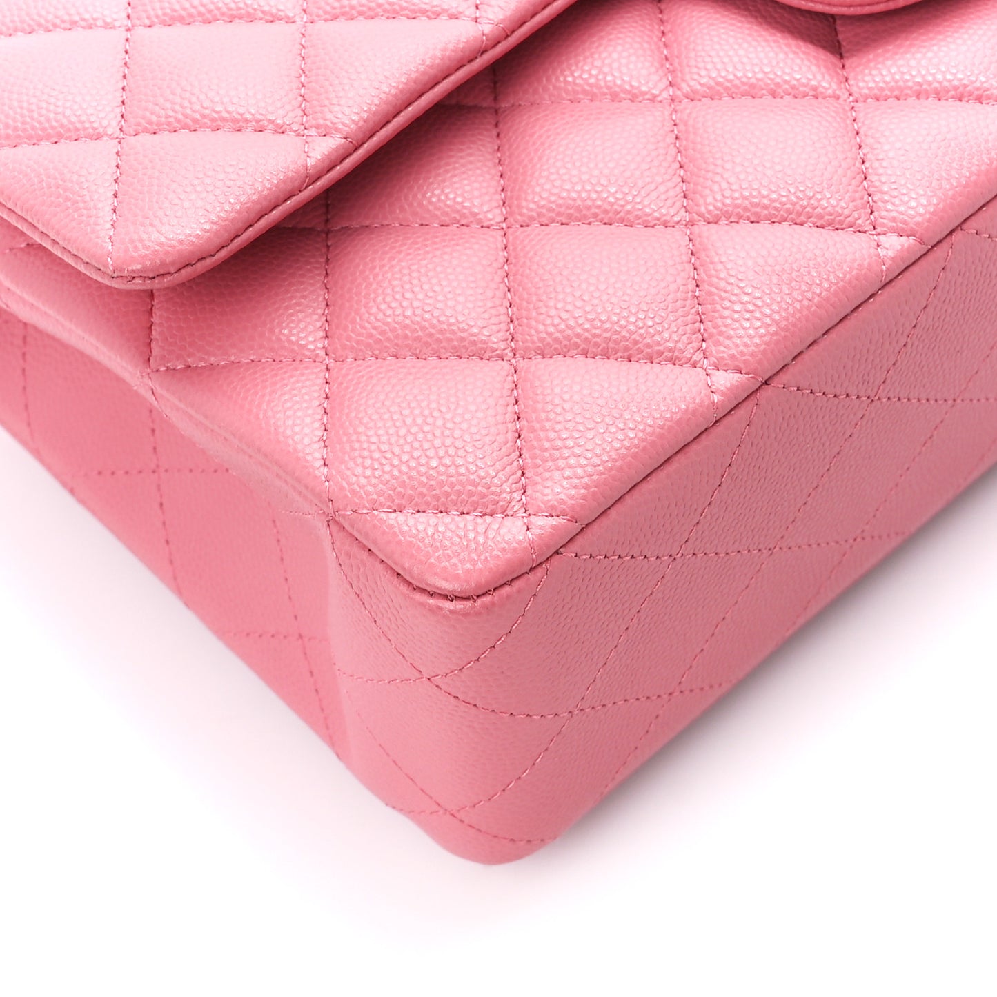 Caviar Quilted Medium Double Flap Pink