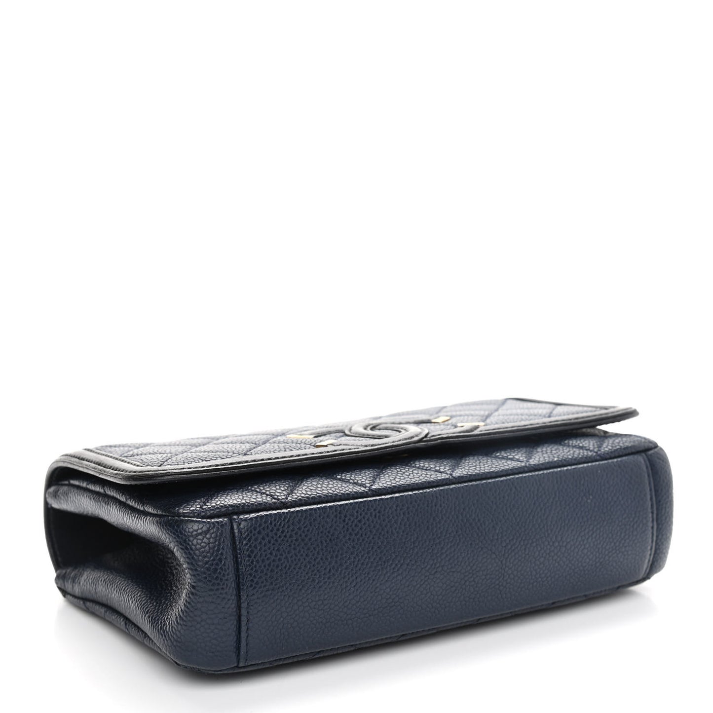 Caviar Quilted Small CC Filigree Flap Navy Black