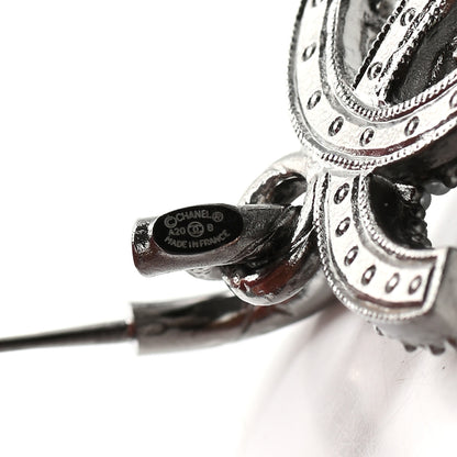 Chanel Crystal Pearl Caviar CC Drop Earrings Silver 4 of 4