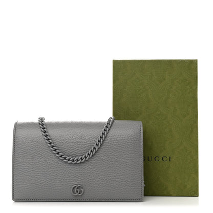 Gucci Dollar Calfskin Enamel Monochrome Mini GG Marmont Chain Wallet Deep Grey 10 of 10