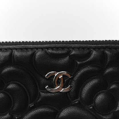 Chanel Goatskin Camellia Embossed Cosmetic Pouch Black 5 of 6