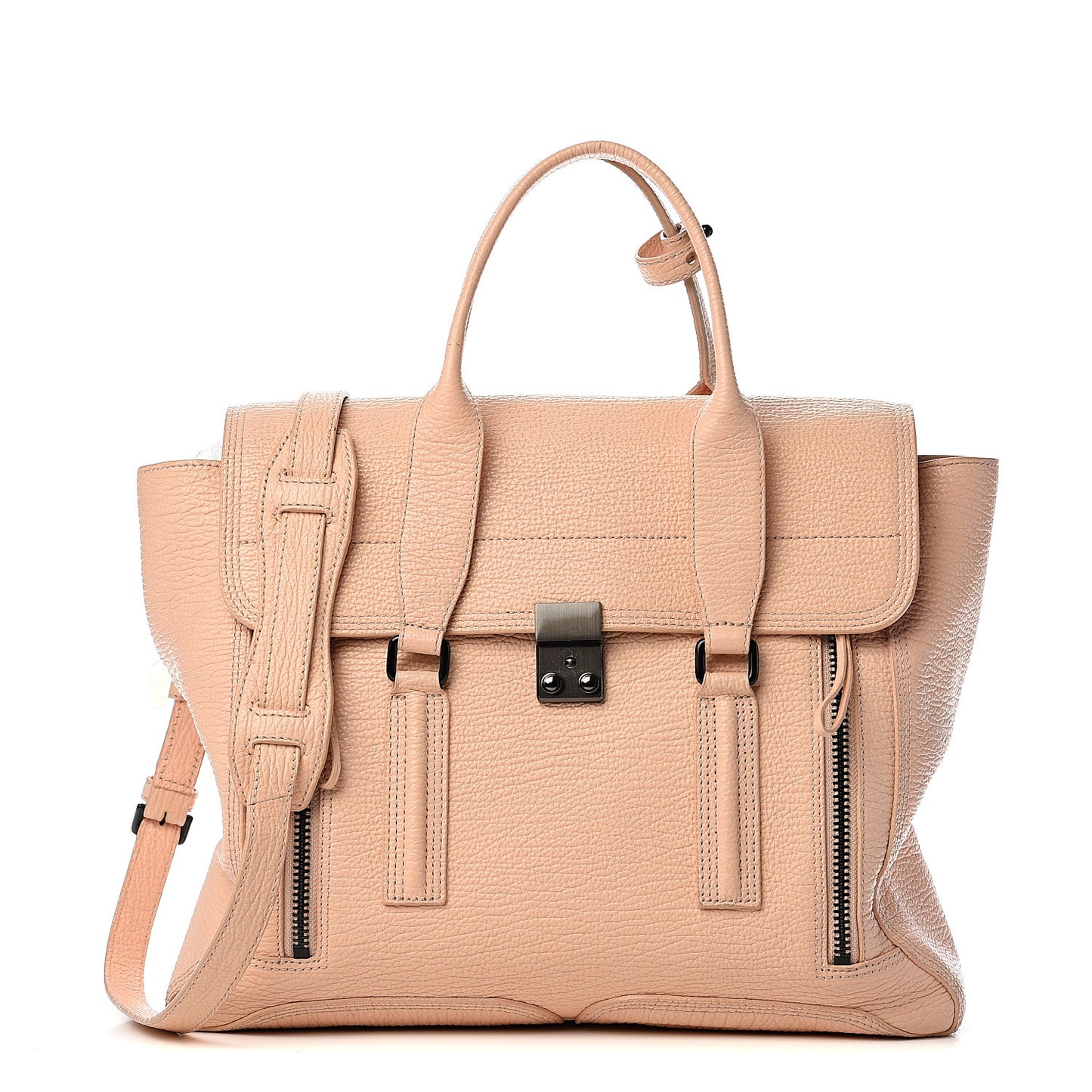 3.1 Textured Calfskin Large Pashli Satchel Blush