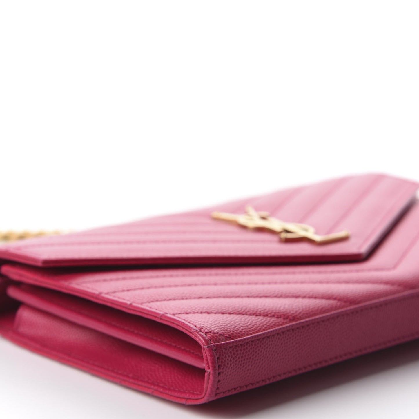 Grain De Poudre Matelasse Chevron Monogram Chain Wallet Bubblegum