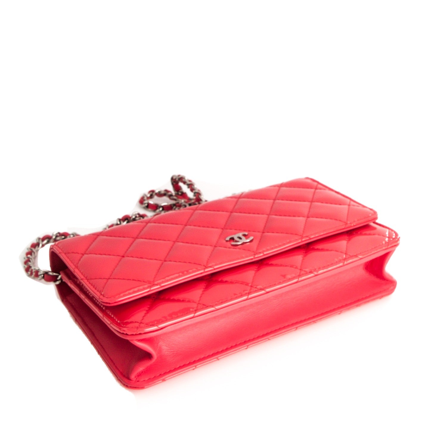 Chanel Patent Quilted Wallet On Chain WOC Pink 4 of 8