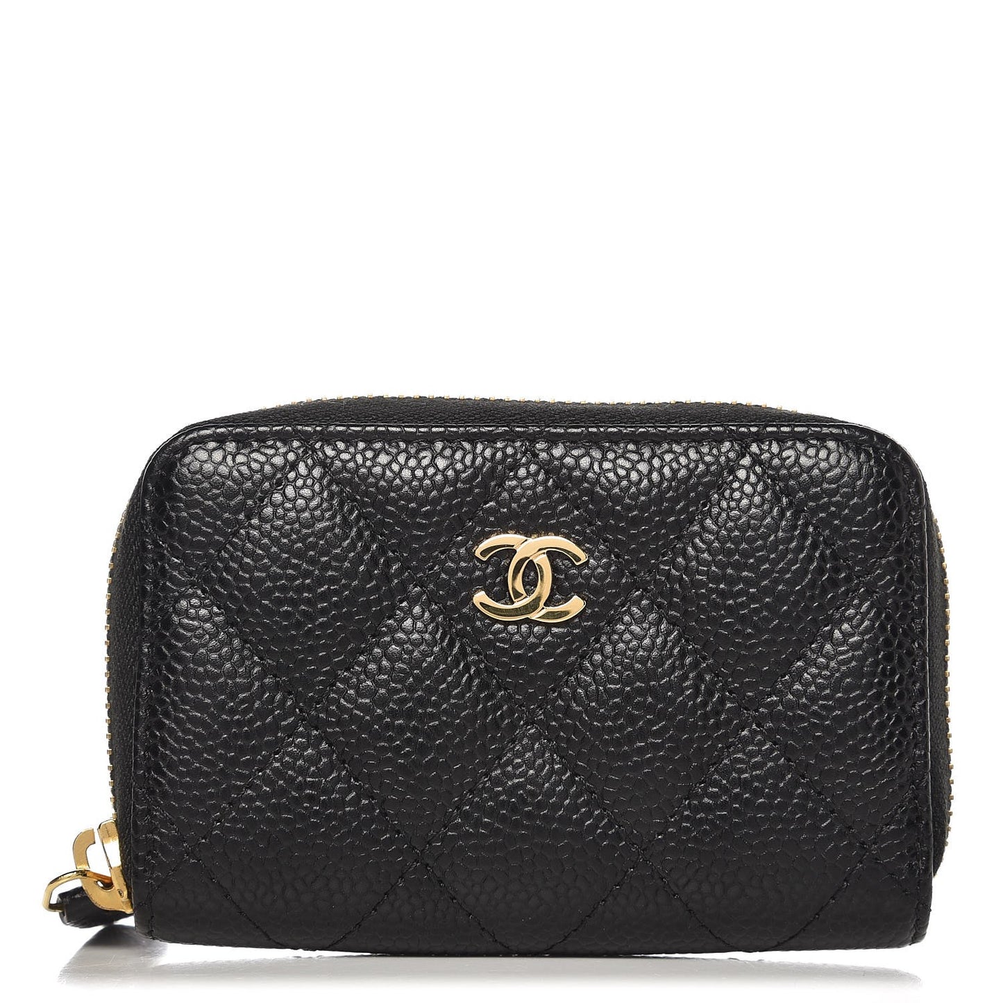 Caviar Quilted Zip Coin Purse Black