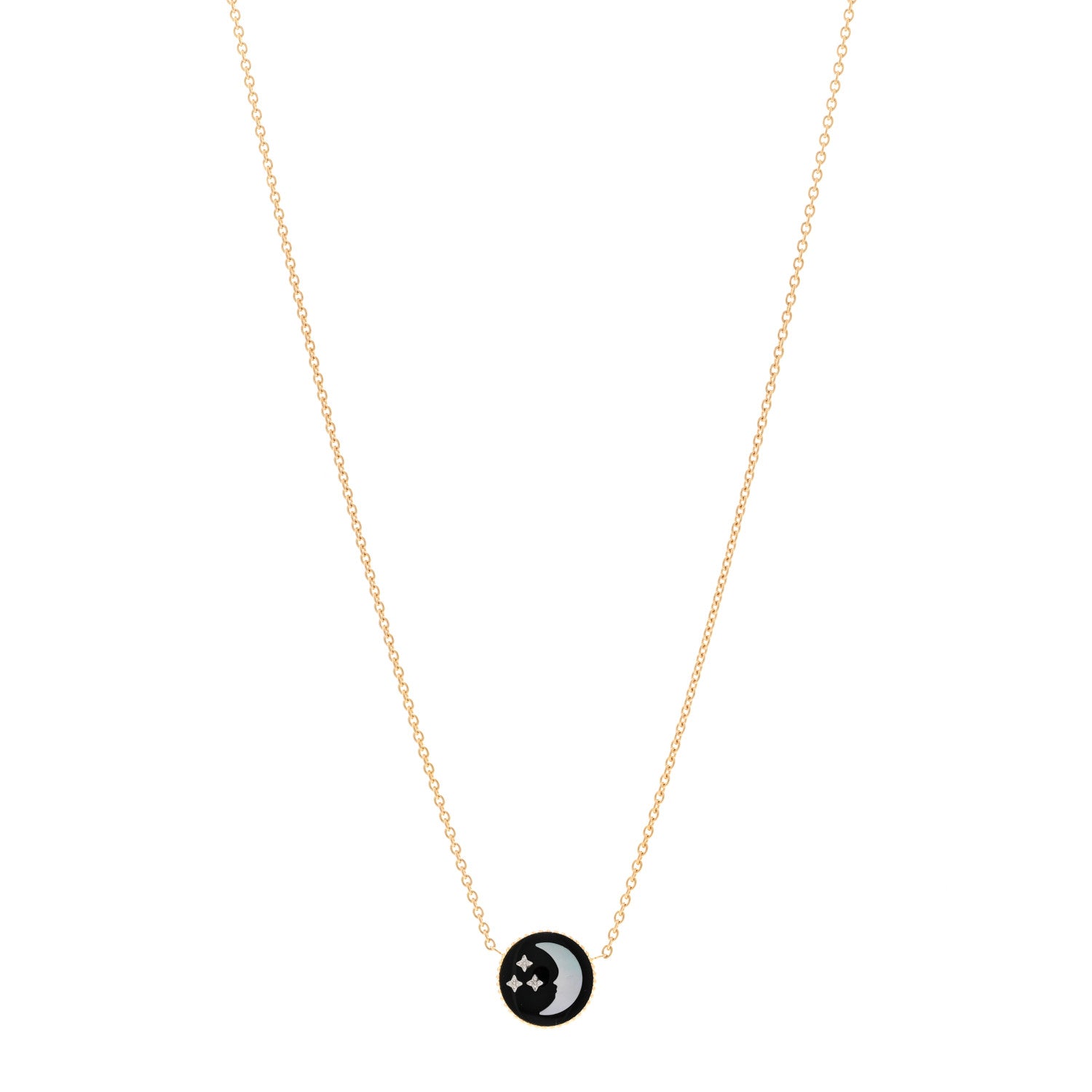 Christian Dior 18K Yellow Gold Diamond Black Onyx Mother of Pearl Rose Celeste Pendant Necklace 4 of 7