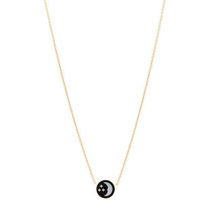 Christian Dior 18K Yellow Gold Diamond Black Onyx Mother of Pearl Rose Celeste Pendant Necklace 4 of 7
