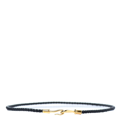 Hermes Woven Leather Jumbo Hook Choker Necklace Black 1 of 6