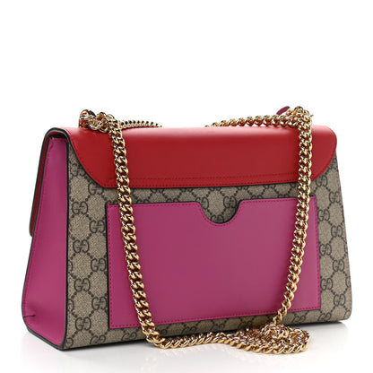 Gucci GG Supreme Monogram Calfskin Medium Padlock Shoulder Bag Beige Hibiscus Red New Rosette 3 of 10