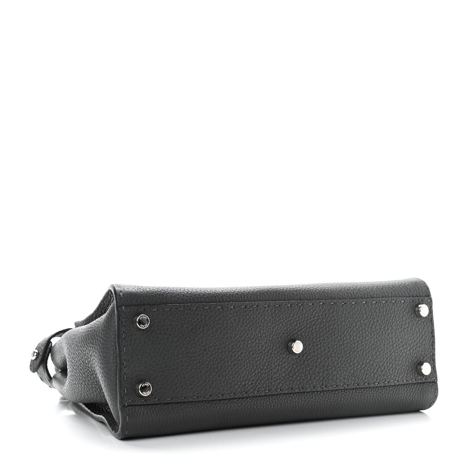 Fendi Cuoio Romano Selleria Bi-Color Medium Peekaboo Iconic Satchel Asfalto Latte 3 of 9