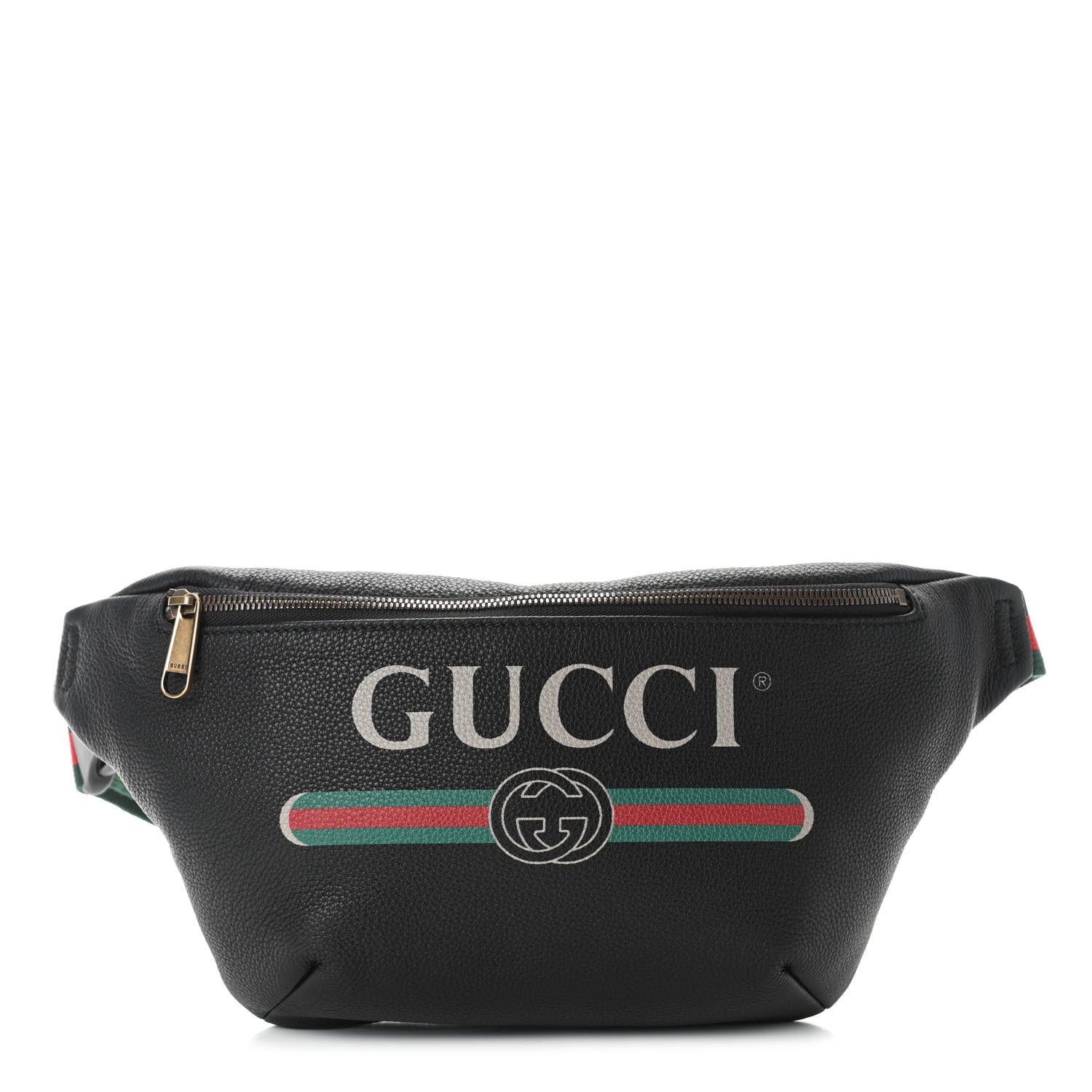 Gucci Grained Calfskin Logo Belt Bag Black 1 of 8