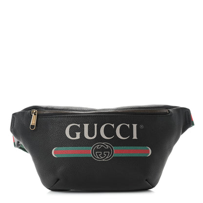 Gucci Grained Calfskin Logo Belt Bag Black 1 of 8
