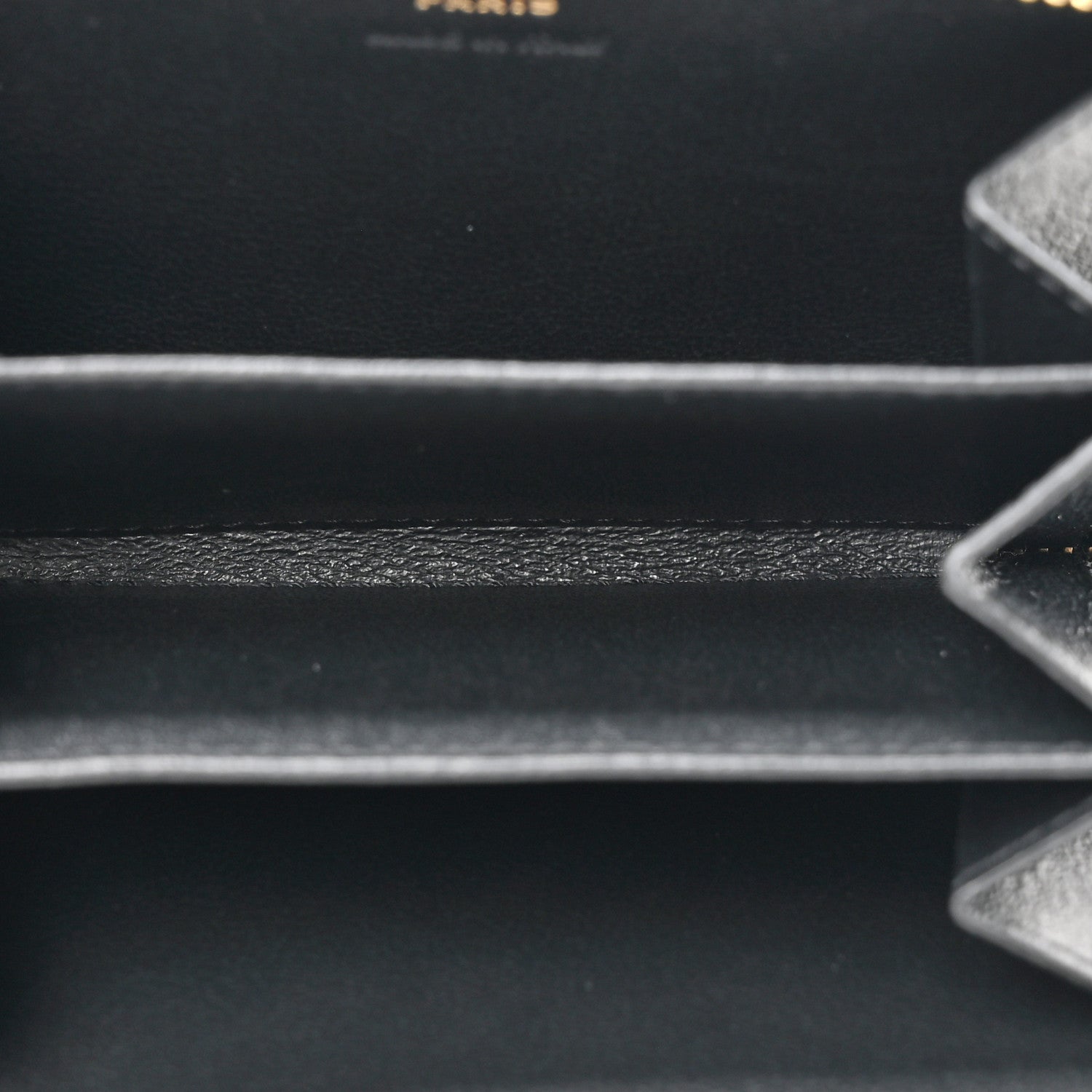 Saint Laurent Lambskin Matelasse Chevron Monogram Cassandre Compact Zip Around Card Wallet Black 5 of 7