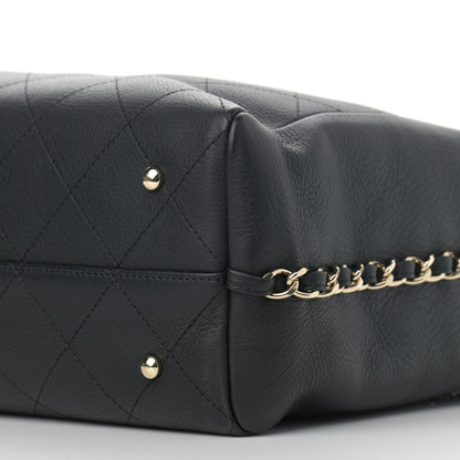 Chanel Bullskin Stitched Medium Shopping Bag Black 10 of 12
