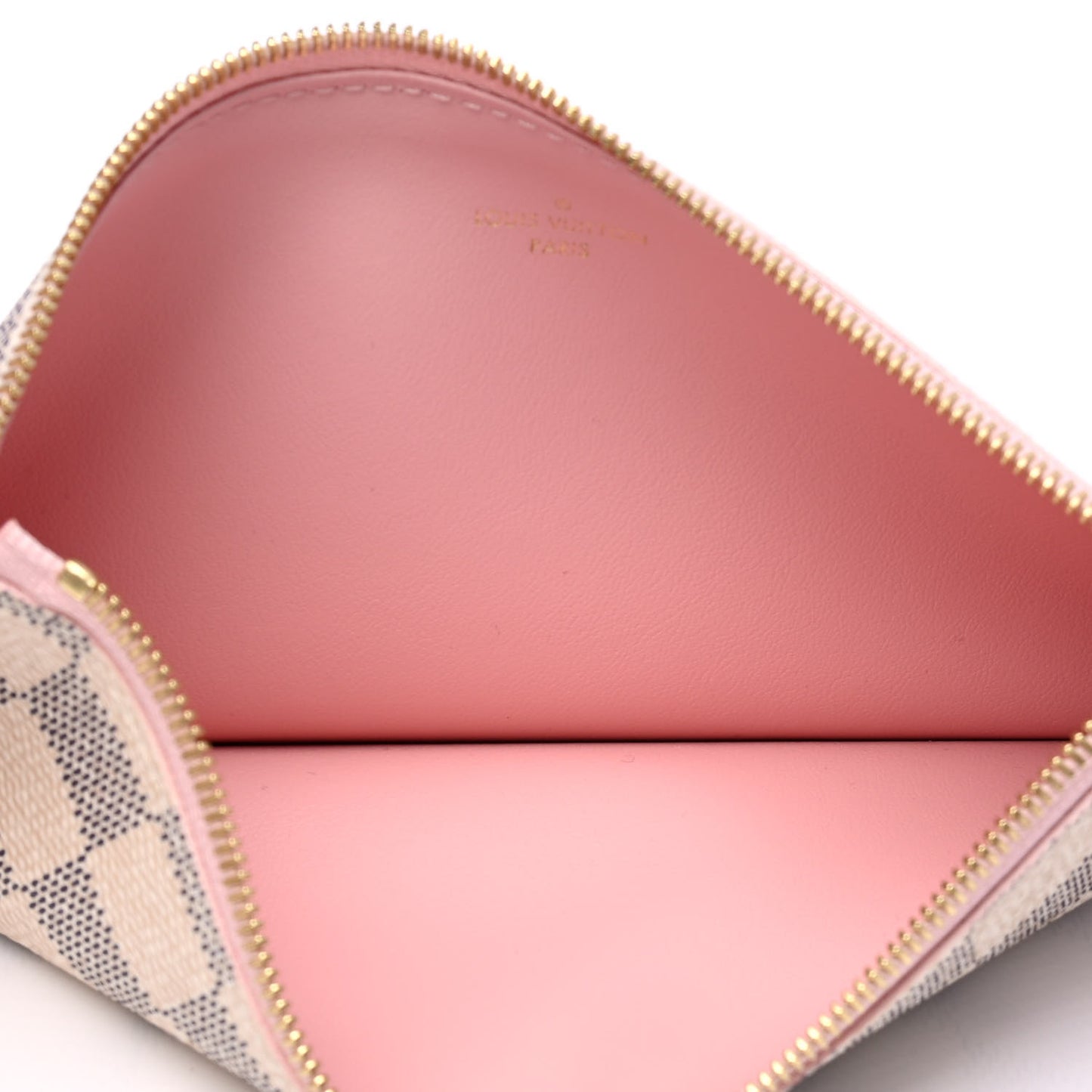 Damier Azur Felicie Chain Wallet Zippered Insert Rose Ballerine