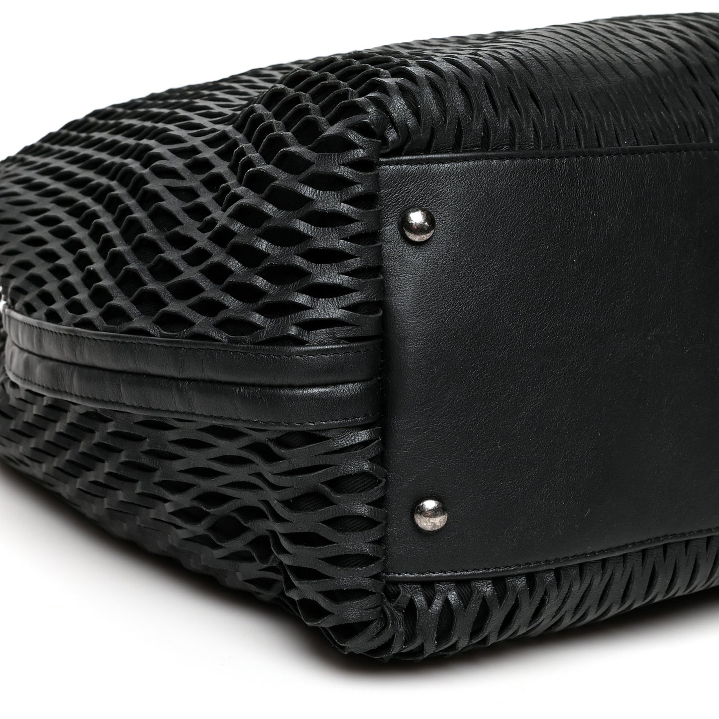 Calfskin Laser Cut Perforated CC Tote Black