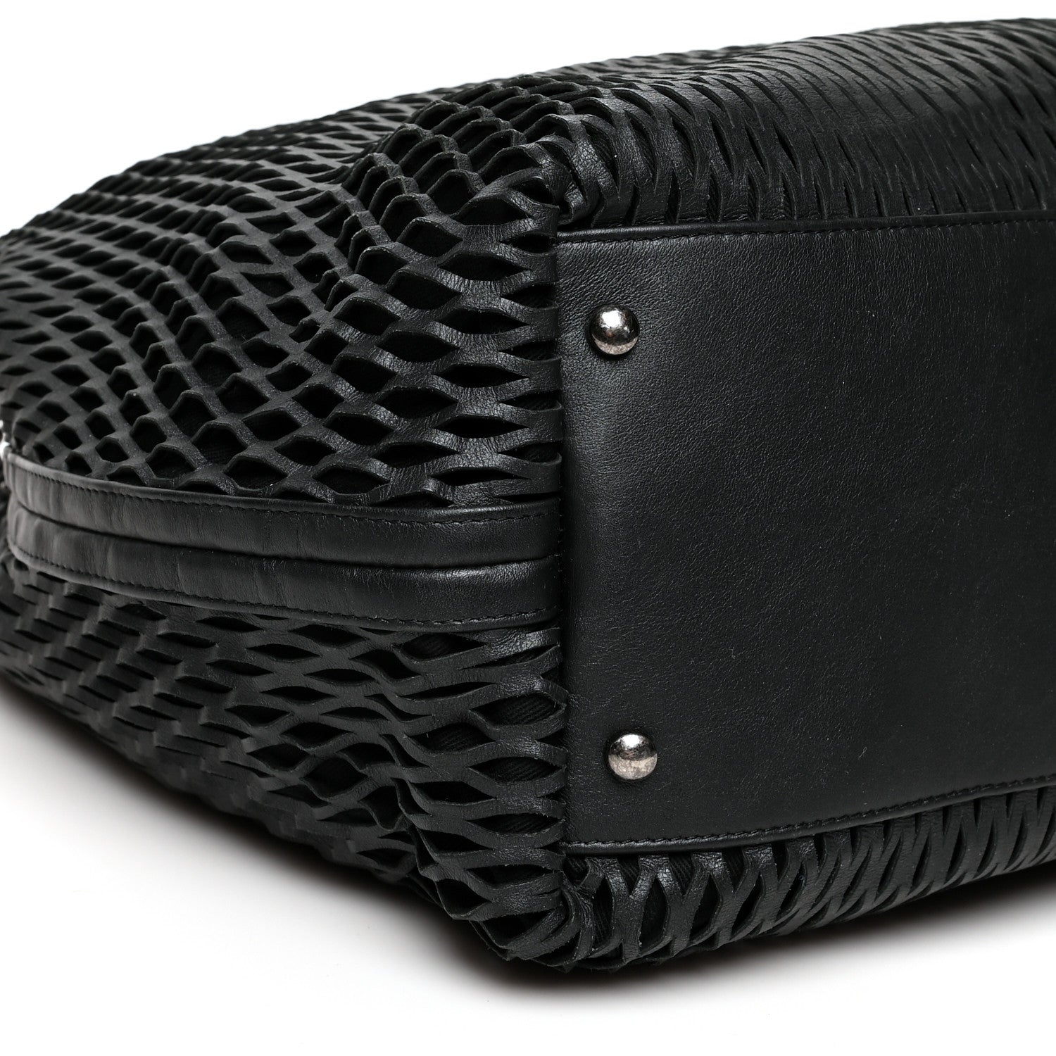 Chanel Calfskin Laser Cut Perforated CC Tote Black 9 of 12