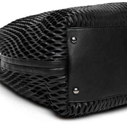 Chanel Calfskin Laser Cut Perforated CC Tote Black 9 of 12